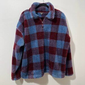 Eddie Bauer Comfy Cozy Soft 1/4 Zip Warm Teddy Fleece Plaid Pullover [size 2X]